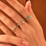 925 Silver Diamond Chevron Wedding Ring - Image 2