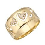 925 Silver Diamond Cigar Hearts Ring