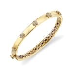 925 Silver Diamond Clam Shell Bangle