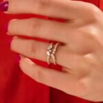 925 Silver Diamond Double Baguette Wedding Ring - Image 2