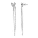 925 Silver Diamond Elongated Heart Chain Earrings - Image 2