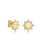 925 Silver Diamond Happy Face Sun Stud