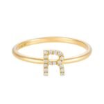 925 Silver Diamond Initial Ring - Image 3