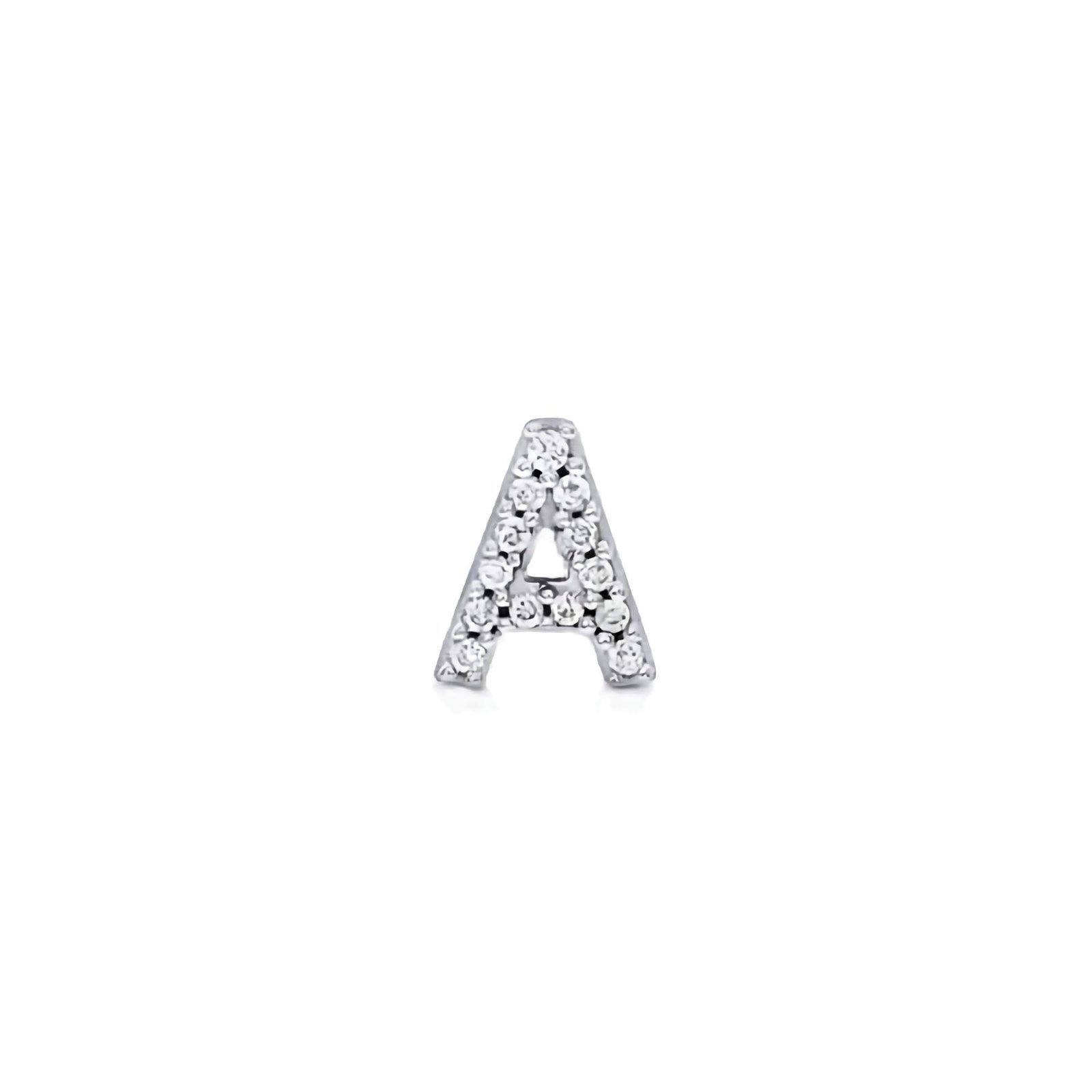 Swarish-Jewels-Diamond-Letter-Silver-Stud-edited.jpg 925 Silver Diamond Initial Letter Stud - Image 1