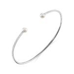 925 Silver Diamond Pearl Bangle