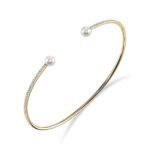 925 Silver Diamond Pearl Bangle - Image 3