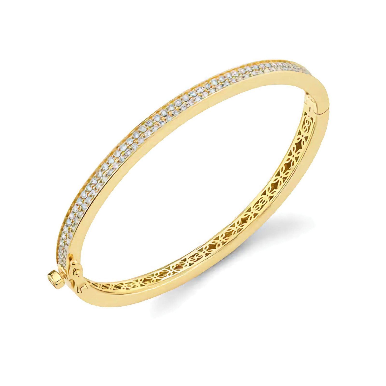 Swarish-Jewels-Diamond-Small-Hinge-Silver-Bangle-edited.jpg 925 Silver Diamond Small Hinge Bangle - Image 1