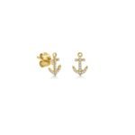 925 Silver Diamond Tiny Anchor Stud