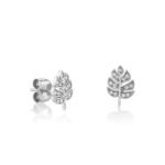 925 Silver Diamond Tiny Monstera Leaf Stud - Image 3