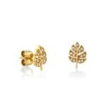 925 Silver Diamond Tiny Monstera Leaf Stud