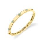 925 Silver Diamond and Turquoise Evil Eye Bangle