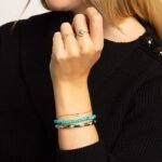 925 Silver Diamond and Turquoise Evil Eye Bangle - Image 2