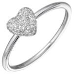 925 Silver Dome Diamond Heart Ring