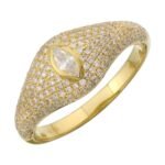 925 Silver Domed Mixed Shape Pave Signet Rings