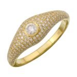 925 Silver Domed Mixed Shape Pave Signet Rings - Image 2