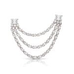 925 Silver Double Baguette Statement Diamond Drop Link Earrings