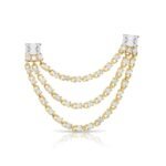 925 Silver Double Baguette Statement Diamond Drop Link Earrings - Image 2