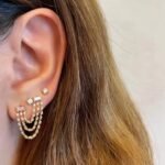 925 Silver Double Baguette Statement Diamond Drop Link Earrings - Image 4