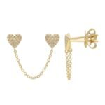 925 Silver Double Heart Pave Chain Earring