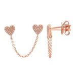 925 Silver Double Heart Pave Chain Earring - Image 2