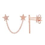 925 Silver Double Star Pave Chain Earring - Image 2