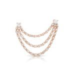 925 Silver Double Statement Diamond Drop Link Earrings - Image 3