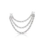 925 Silver Double Statement Diamond Drop Link Earrings