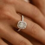 925 Silver Emerald Cut Illusion Halo Setting Solitaire Engagement Ring - Image 3