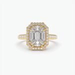 925 Silver Emerald Cut Illusion Halo Setting Solitaire Engagement Ring