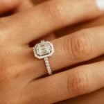 925 Silver Emerald Cut Illusion Halo Setting Solitaire Engagement Ring - Image 2