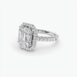 925 Silver Emerald Cut Illusion Halo Setting Solitaire Engagement Ring - Image 5