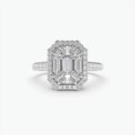 925 Silver Emerald Cut Illusion Halo Setting Solitaire Engagement Ring - Image 4