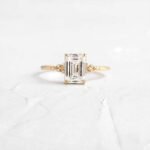 925 Silver 1CT Emerald Cut Diamond Engagement Ring