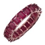 925 Silver Emerald Cut Ruby Eternity Ring