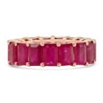 925 Silver Emerald Cut Ruby Eternity Ring - Image 2