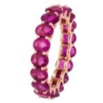 925 Silver Emerald Cut Ruby Eternity Ring - Image 4