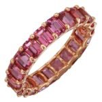 925 Silver Emerald Cut Ruby Eternity Ring - Image 3