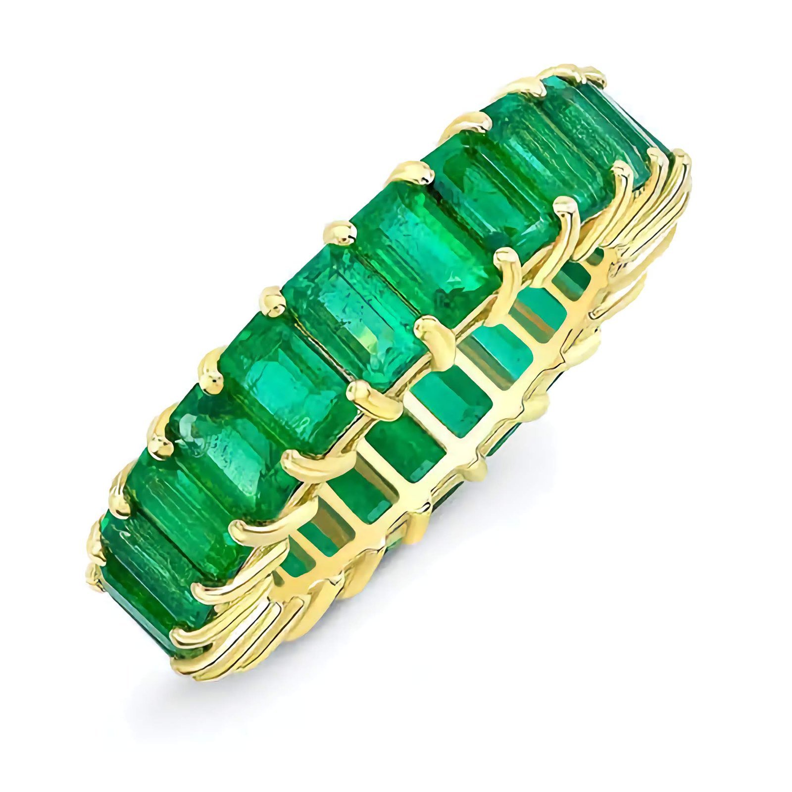 Swarish-Jewels-Emerald-Eternity-Silver-Ring-edited.jpg 925 Silver Emerald Eternity Ring - Image 1