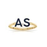 925 Silver Enamel Multiple Initials Diamond Ring