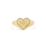 925 Silver Diamond Heart Marquise Eye Signet Ring - Image 2