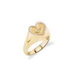 925 Silver Diamond Heart Marquise Eye Signet Ring