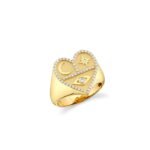 925 Silver Diamond Heart Tricon Signet Ring - Image 3