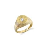 925 Silver Diamond Large Fluted Signet Ring - Image 3