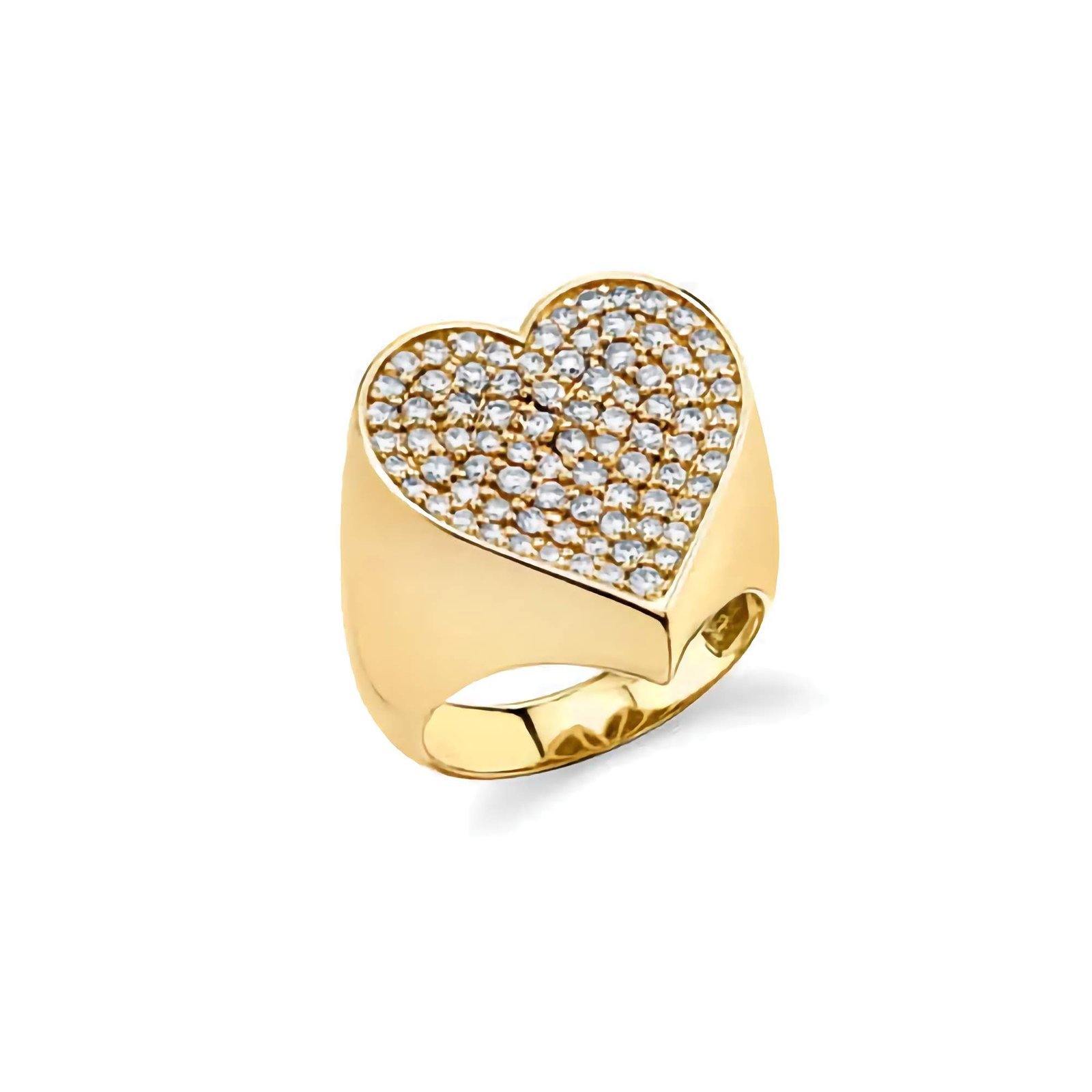 Swarish-Jewels-Gold-Diamond-Large-Heart-Signet-Silver-Ring-edited.jpg 925 Silver Diamond Large Heart Signet Ring - Image 1