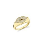925 Silver Diamond Lips Signet Ring