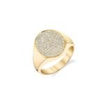 925 Silver Diamond Medium Oval Pave Signet Ring