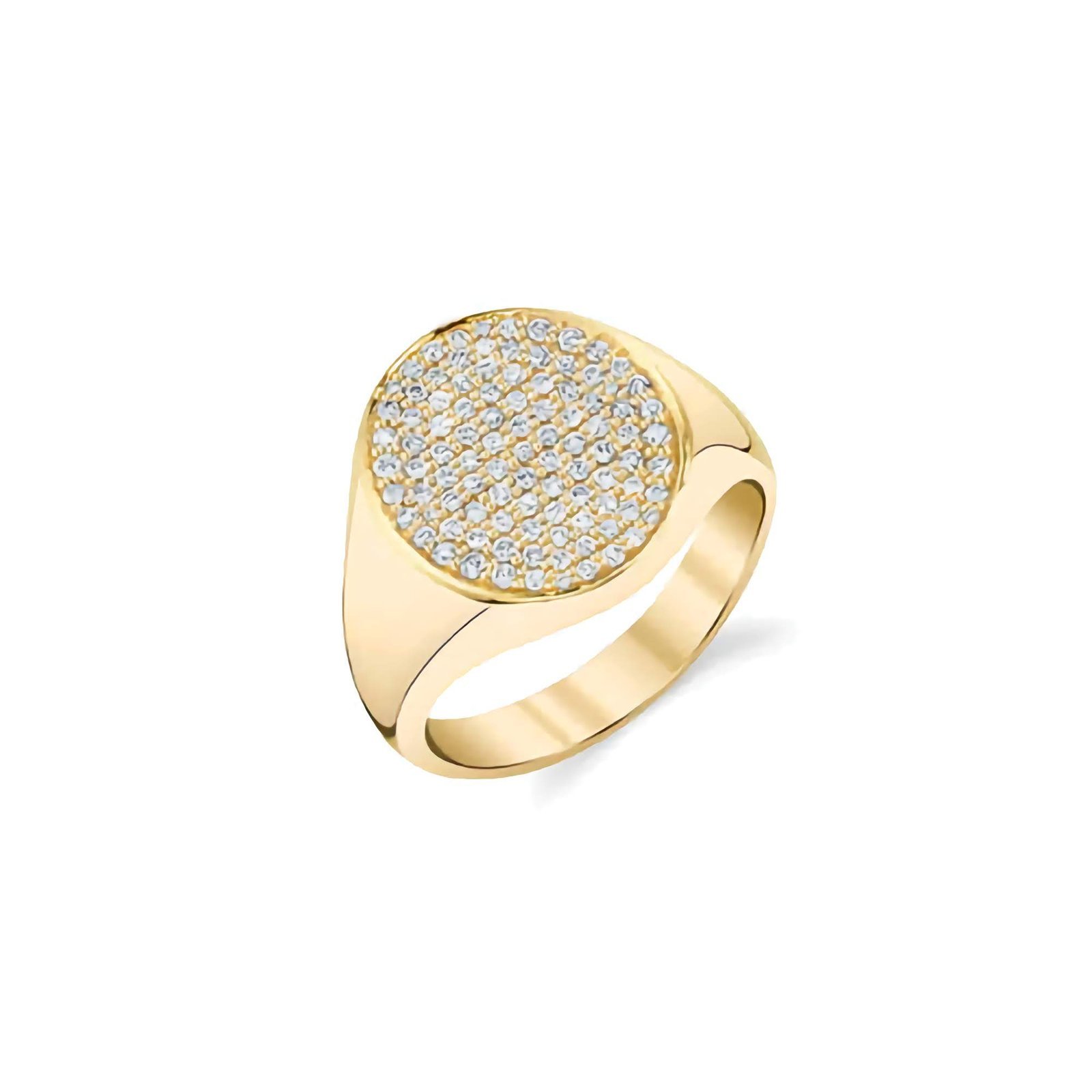 Swarish-Jewels-Gold-Diamond-Medium-Oval-Pave-Signet-Silver-Ring-edited.jpg 925 Silver Diamond Medium Oval Pave Signet Ring - Image 1
