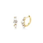 925 Silver Diamond & Pearl Cocktail  Hoops - Image 2