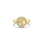 925 Silver Diamond Small Disc Tricon Signet Ring - Image 3