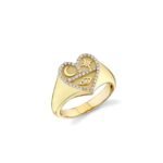 925 Silver Diamond Small Heart Signet Ring - Image 2